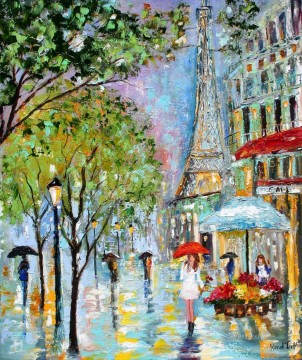 París Painting - sombrillas bajo la torre efel